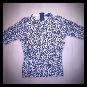 White House Black Market Leopard Print Top